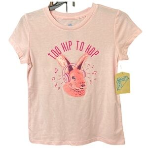 “Too Hip To Hop” Size 7/8 Girls Pink Bunny T-Shirt New